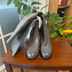 SAM EDELMAN gray knee-high leather heeled boot SIZE 7.5